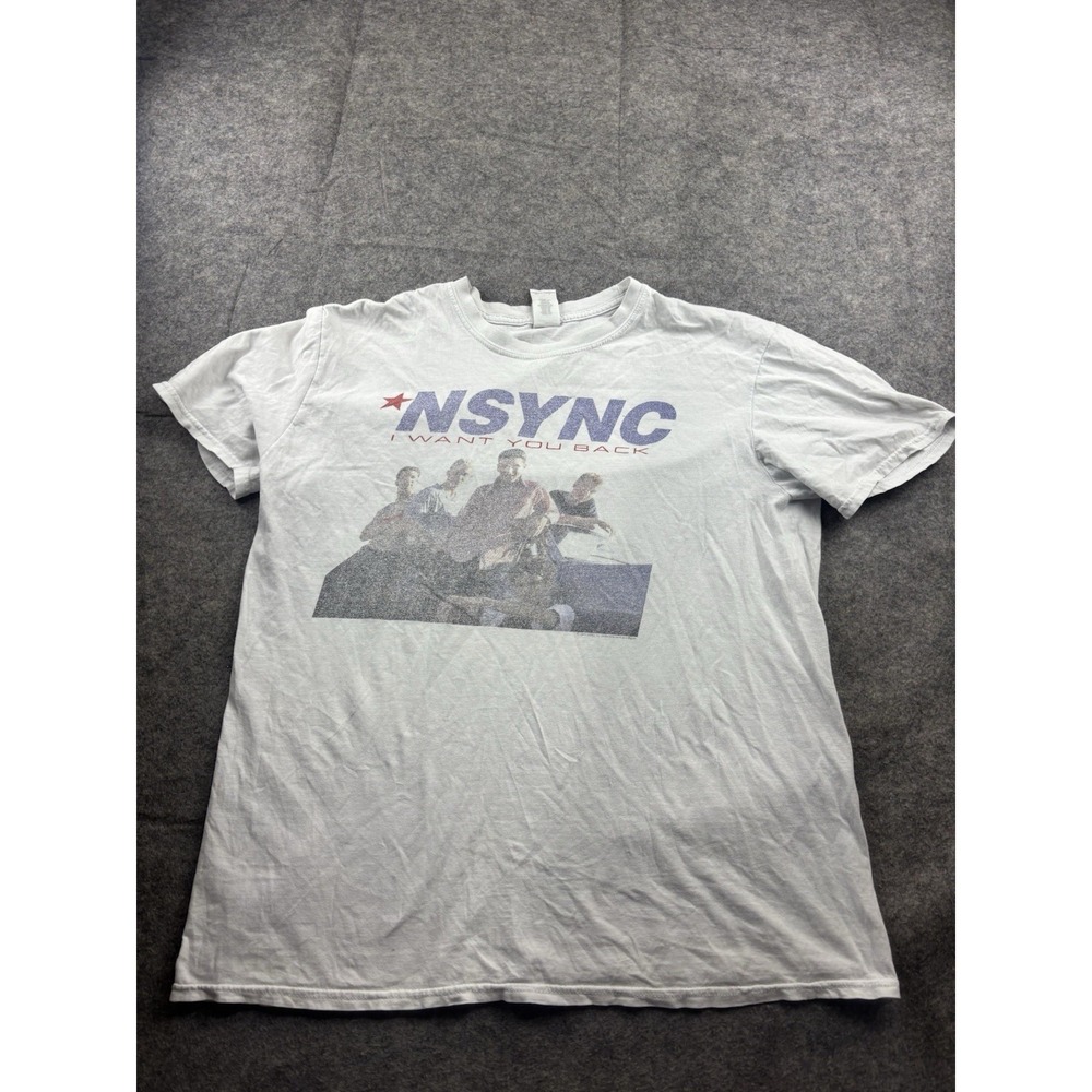 NSYNC I Want you Back Band Graphic T Shirt Tee Top White  100% Cotton Women's L